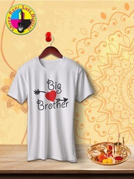 Round Neck White Colour Cotton T-shirt For Big Brother